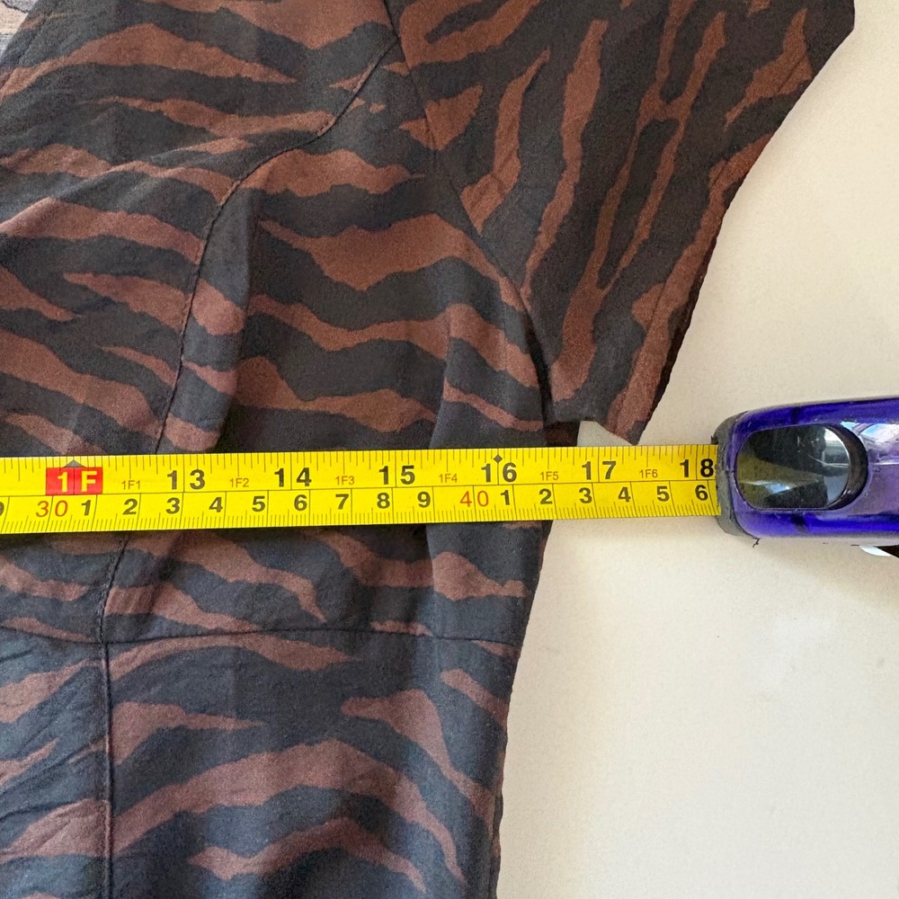 NEW Madewell Women Size 6 Dress Brown Black V-Neck Mini Abstract Animal Print - Picture 6 of 7